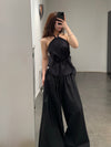 BASERANGE French organic cotton cable knit casual pants BAS-TRCA-PO-SU25-HEI Black